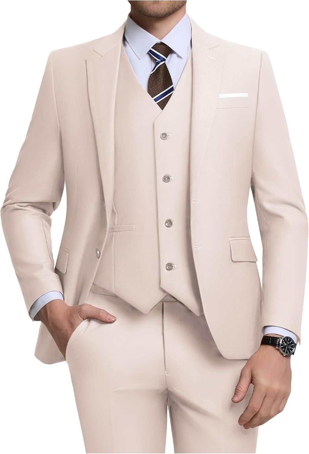 Men's 3 Piece Slim Fit Suit Set for Weddings and Business Events