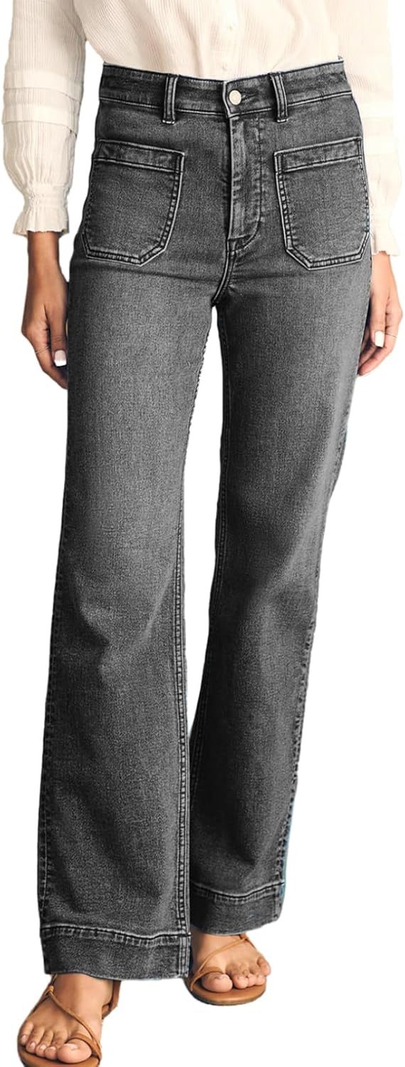 Astylish Women's Wide Leg Jeans High Waisted Stretchy Denim Pants