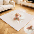 Baby Play Mats for Floor 50x50 in Beige - Extra Thick Super Soft