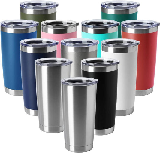 20oz Stainless Steel Tumblers for Hot and Cold Drinks - 12 Pack