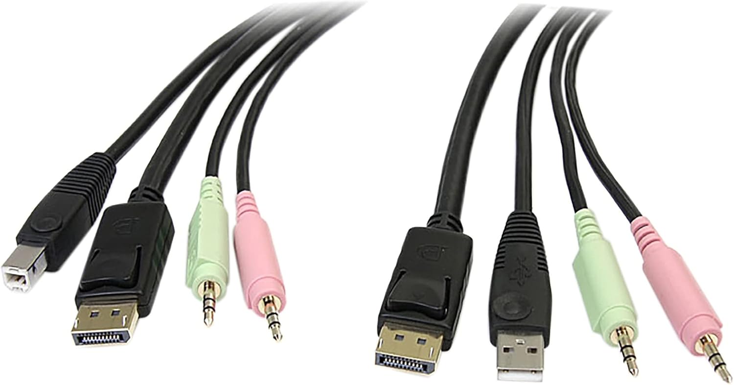 6ft DisplayPort KVM Switch Cable - Simultaneous Audio & Mic 
