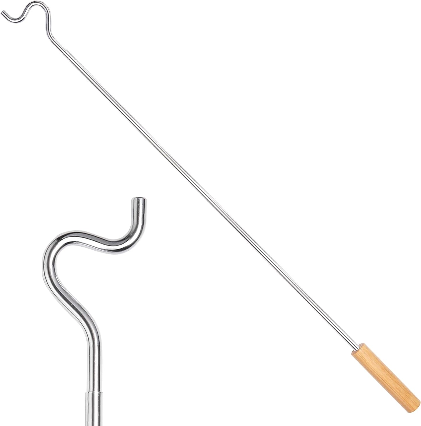 Closet Reacher Pole with Hook - Adjustable 2.75-5 Feet Long