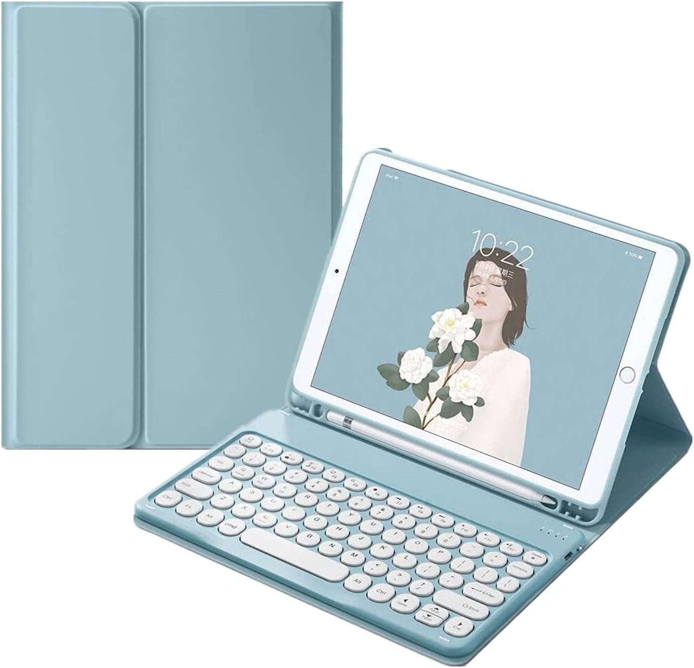 Detachable Round Keys Keyboard Case for Fire HD 10 Tablets