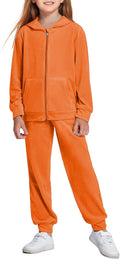 Girls Velour Tracksuit Set Hoodie and Joggers - Soft Athletic Wear