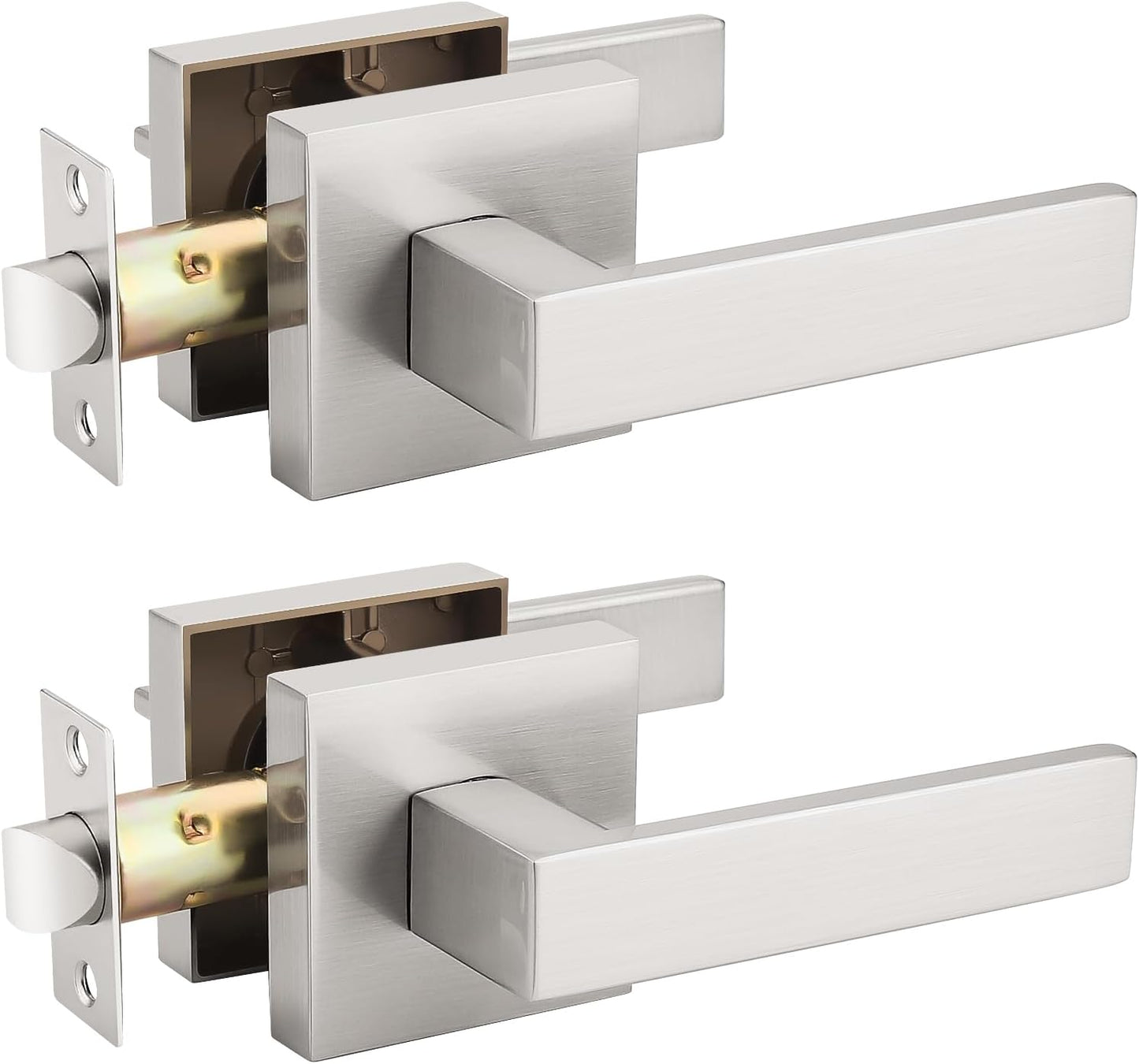 Probrico Satin Nickel Square Door Lever Lockset for Interior Use