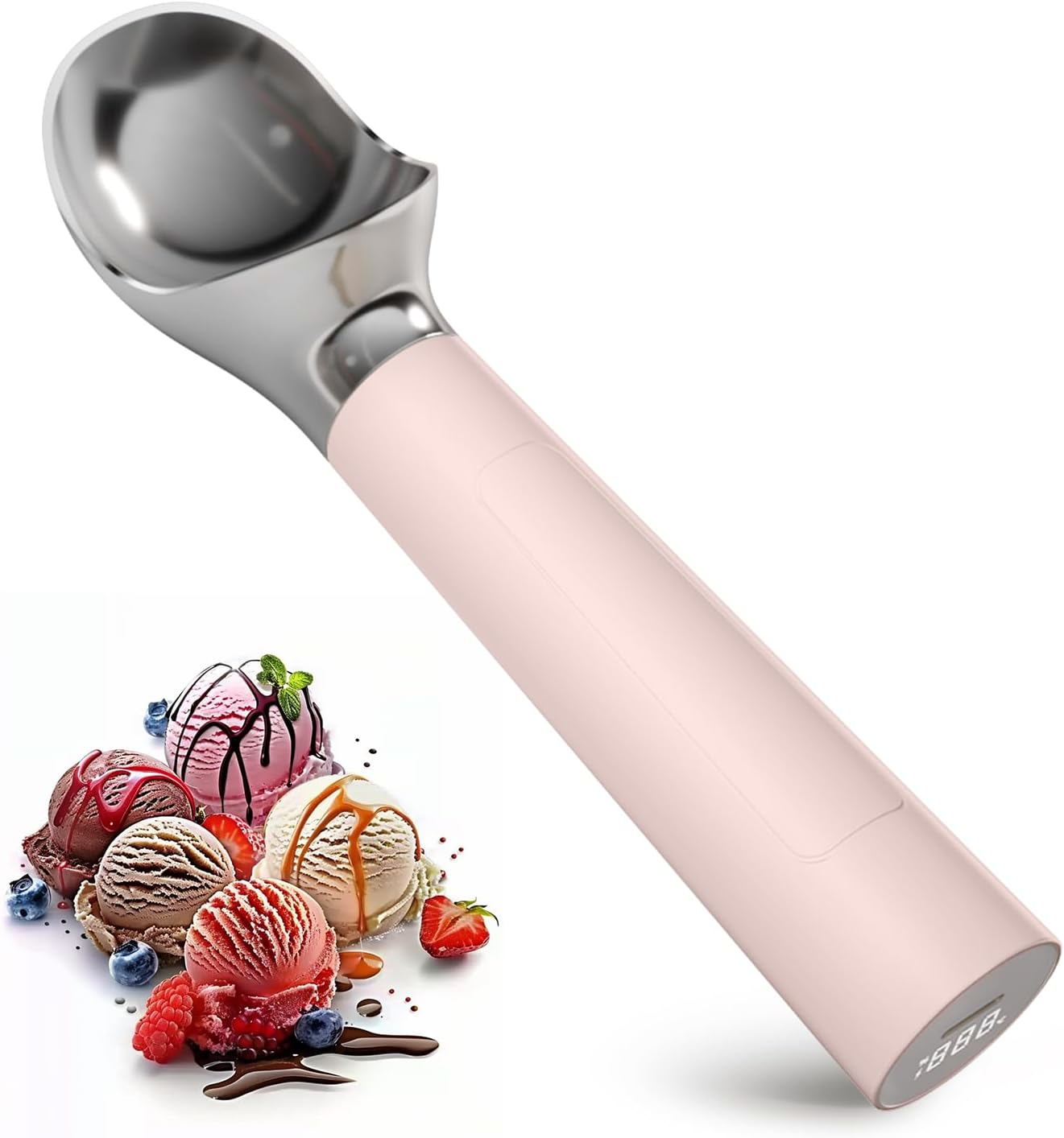 Heated Ice Cream Scoop for Effortless Scooping and Flavor