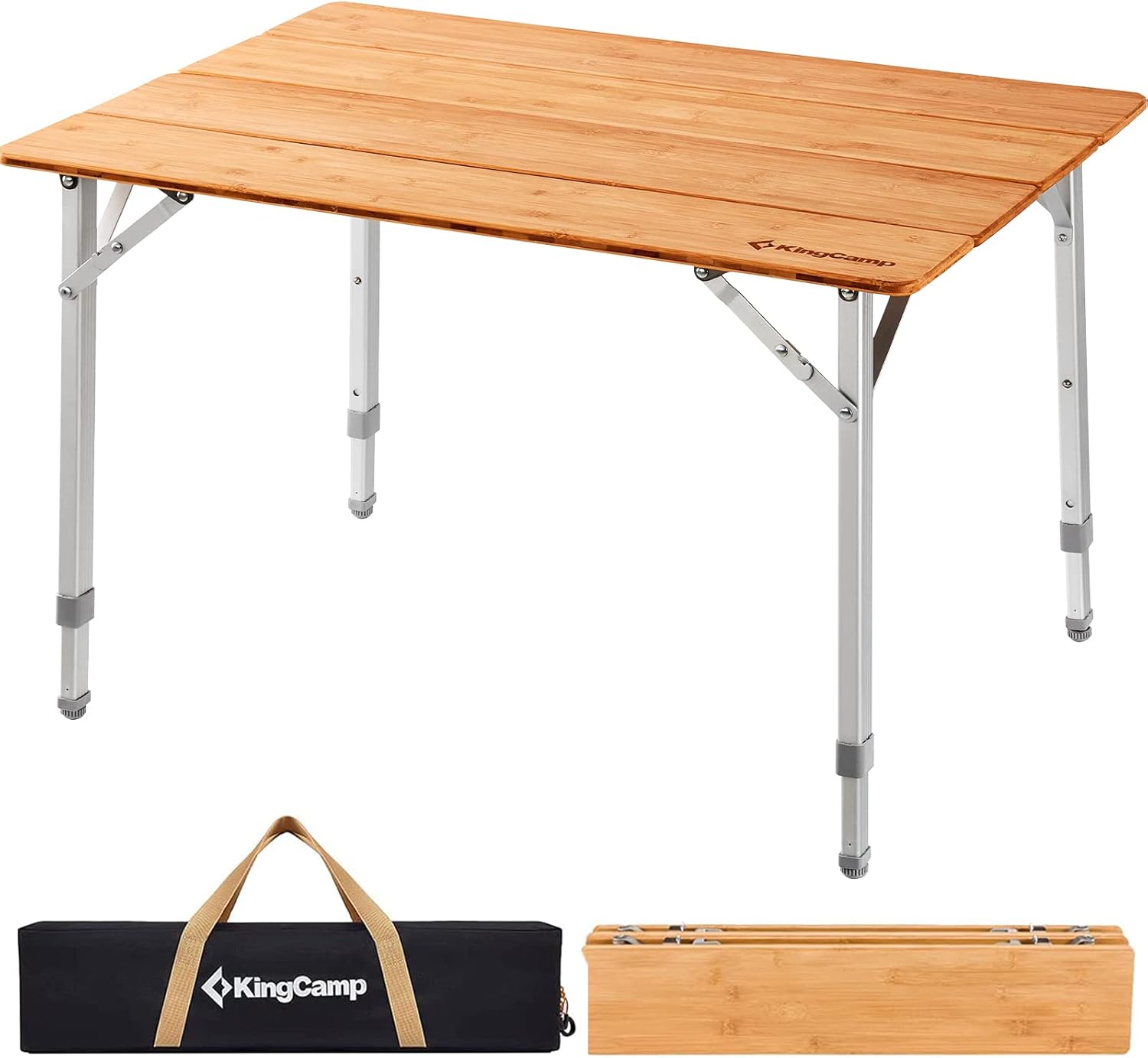 KingCamp Adjustable Height Folding Table for Outdoor Activities