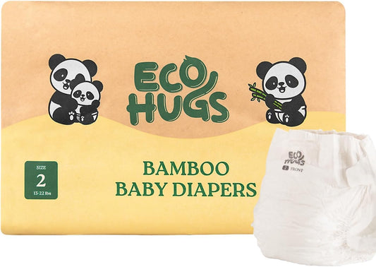 EcoHugs Bamboo Diapers Size 2 | Ultra-Soft & Hypoallergenic | Pack of 28