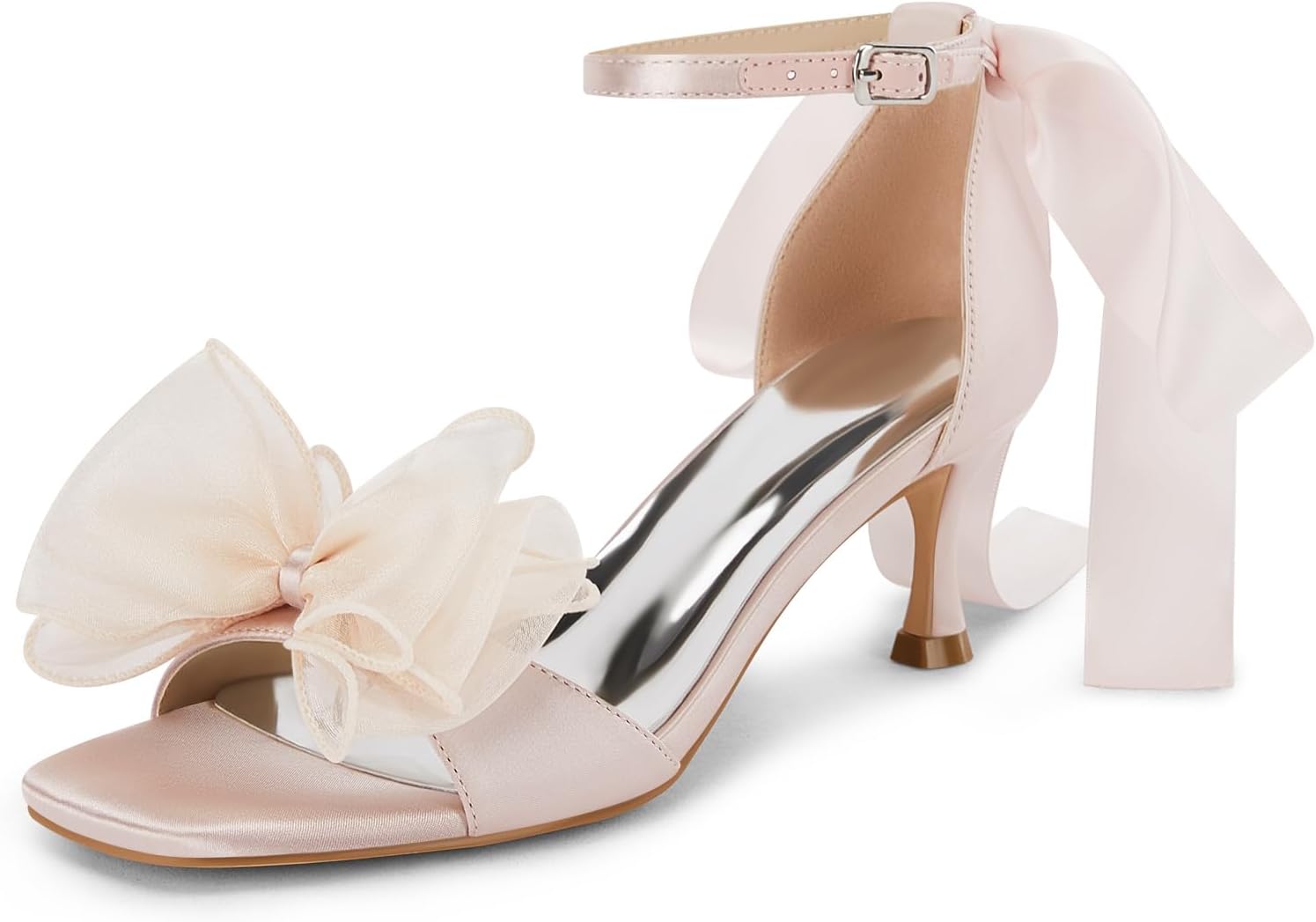 Coutgo Womens Bow Kitten Heels Sandals for Stylish Occasions