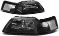 DNA MOTORING Black Housing Headlights Compatible with 99-04 Ford