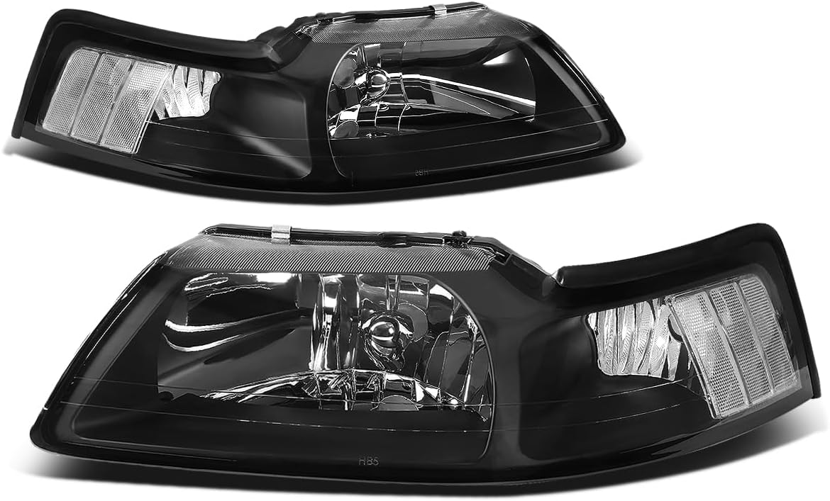 Black Housing Headlights Replacement for 99-04 Ford Mustang