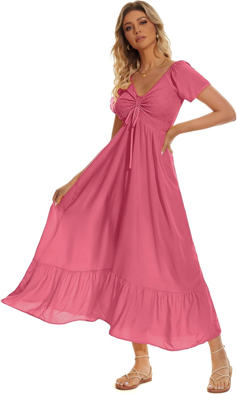 Women's Summer Floral Maxi Dress for Beach and Parties