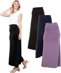 Azules Womens Maxi Skirt High Waist Fold Over - Soft Rayon Flowy