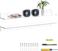 36 Inches Acrylic Wall Shelves 2 Pack - Clear Floating Display Ledges
