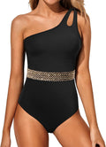 One Shoulder One Piece Swimsuit for Women - Tummy Control & Full in