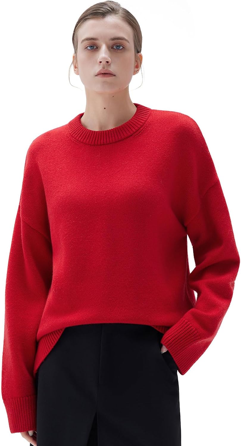 SUUKSESS Women Cashmere Oversized Long Sleeve Pullover Sweater