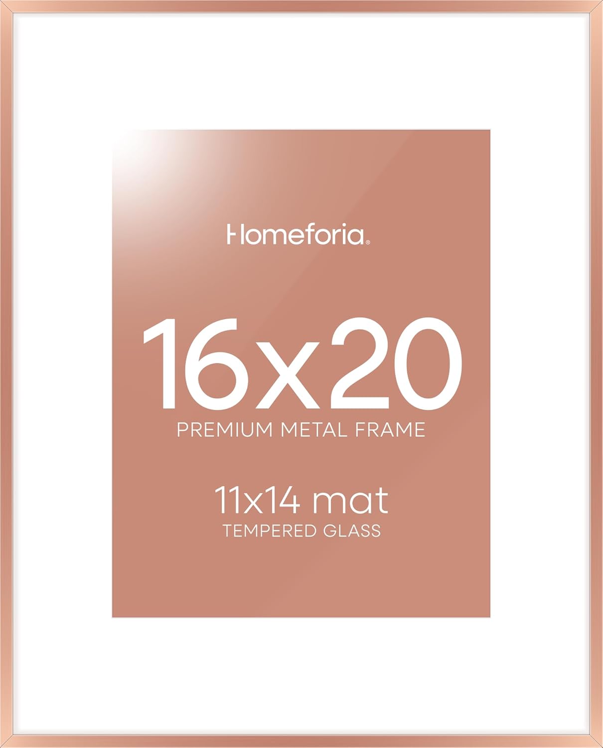 Homeforia 16x20 Rose Gold Picture Frame with Mat for Photos