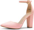 DREAM PAIRS Women's Coco High Heels Pointed Ankle Strap - 4in Chunky