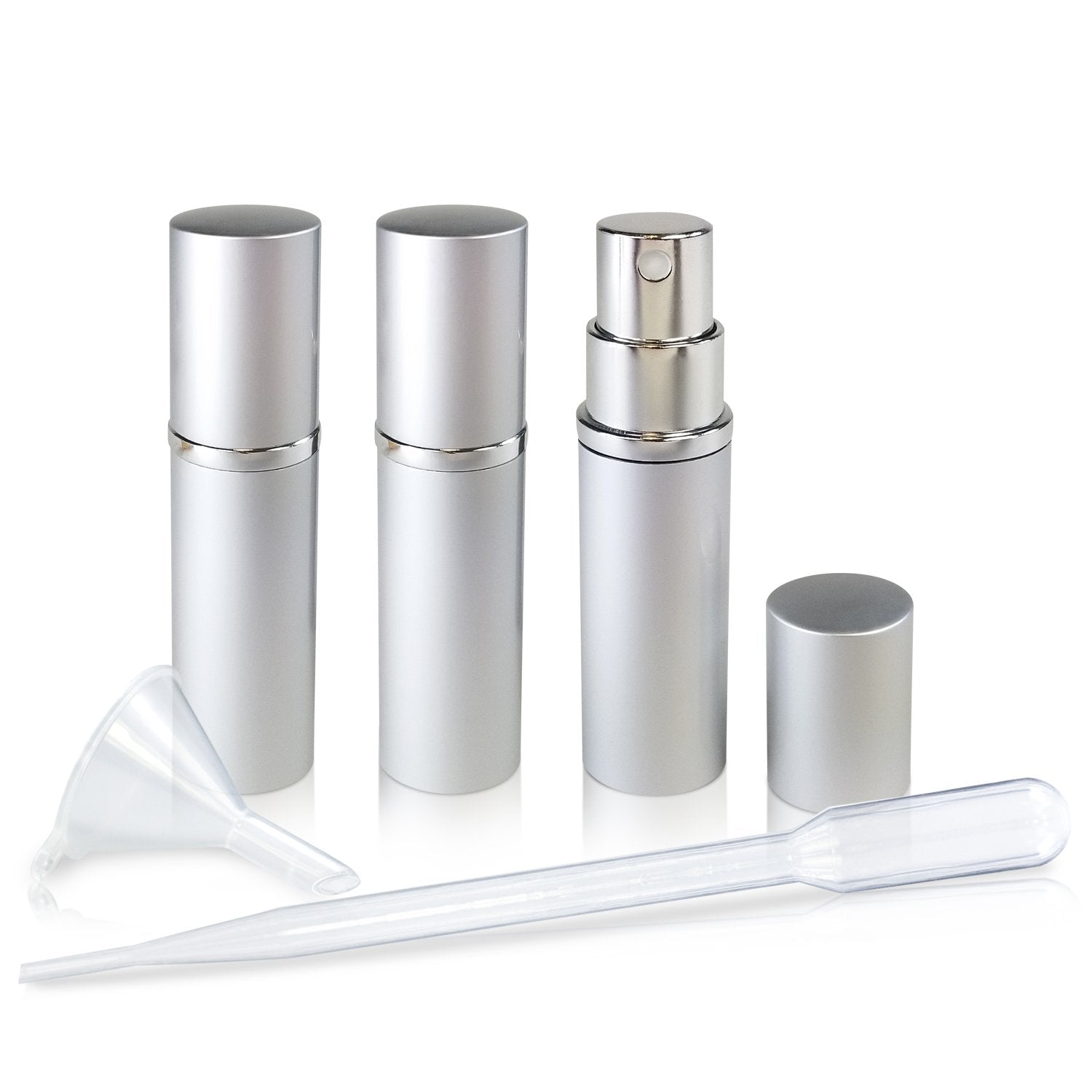 Refillable Travel Atomizers: Metallic Exterior, Glass Interior | 3 Pack