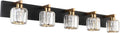 Aipsun Crystal Bathroom Vanity Light 5-Light Black Vanity Fixture