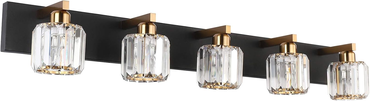 Aipsun Crystal Bathroom Vanity Light - 5 Lights for Elegance