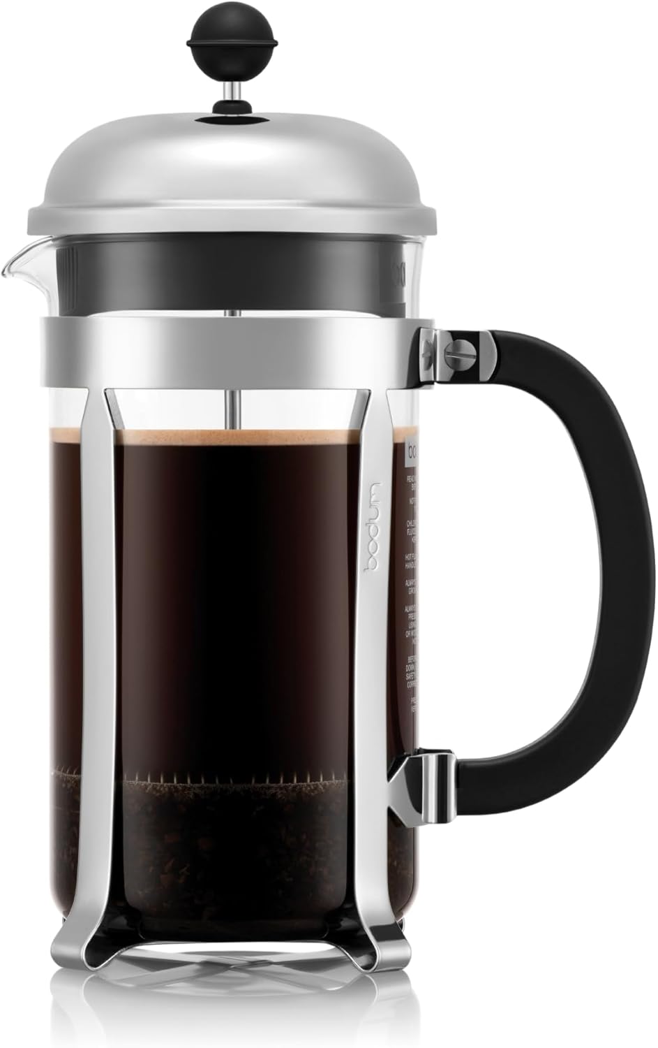Bodum 34oz Chambord French Press Coffee Maker, High-Heat Glass & Steel, Made in Portugal