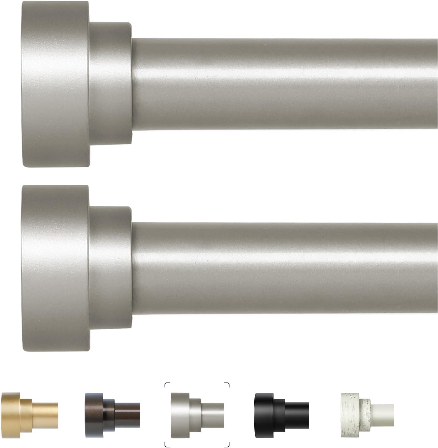 Heavy Duty Silver Curtain Rods for Windows 66 to 120 Inch