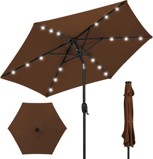 7.5ft Outdoor Solar Market Table Patio Umbrella with LED Lights