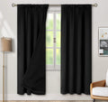 100% Blackout Curtains 52 x 84 in 2 Panels - Thermal Insulated Black