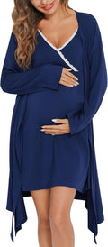 SWOMOG Womens Modal Maternity Robe 2-Piece Nursing Set - Breathable
