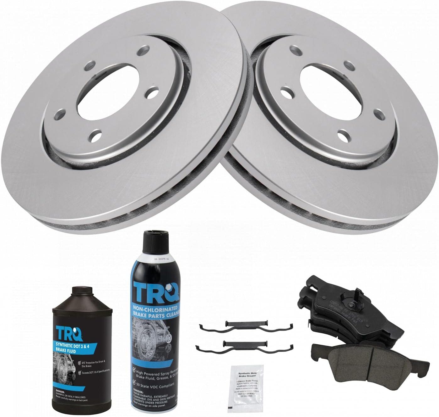 TRQ Front Brake Pad & Rotor Kit for 2003-2004 Dodge Caravan