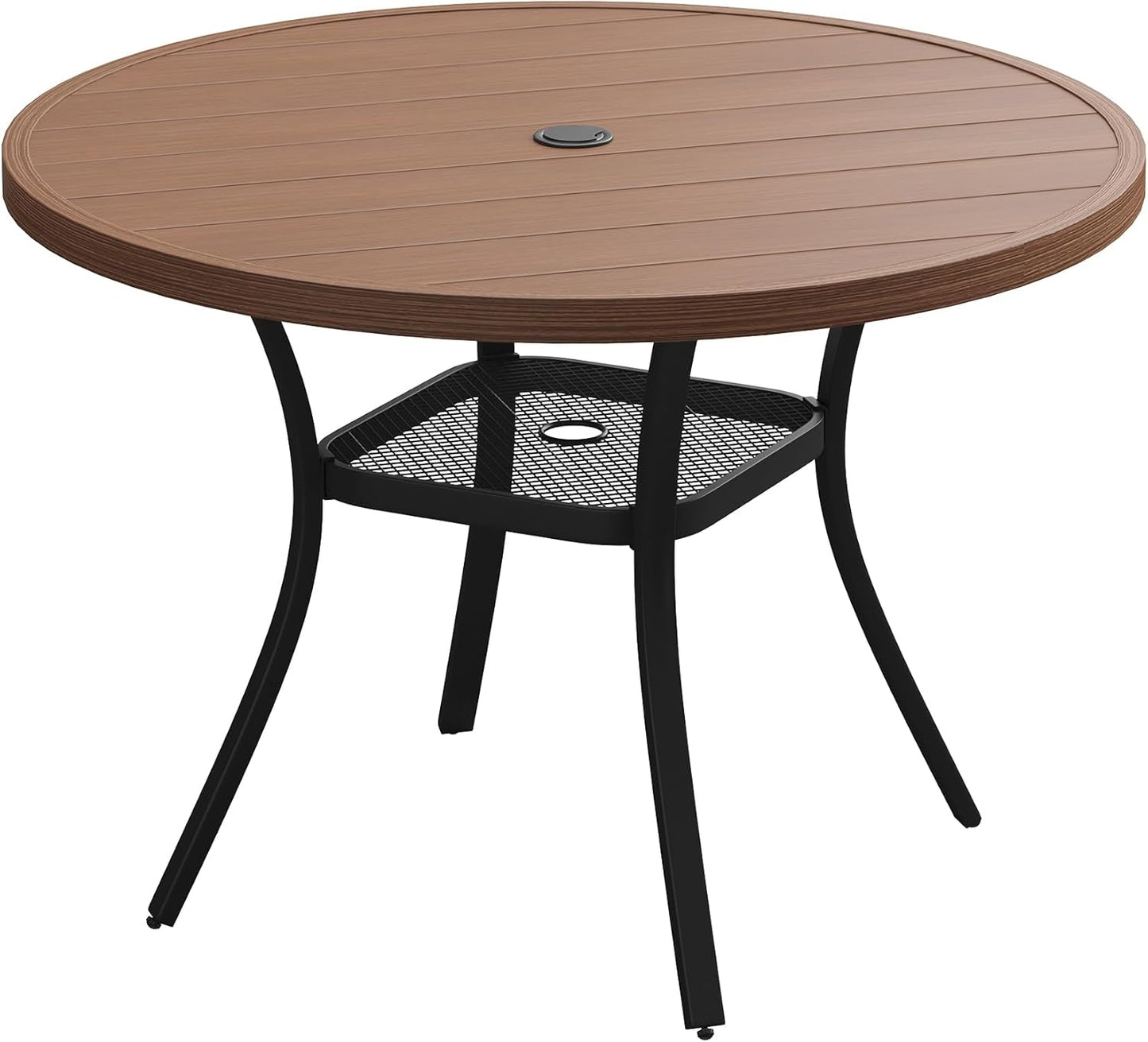 VICLLAX Round Patio Table with Adjustable Umbrella Hole for Outdoor