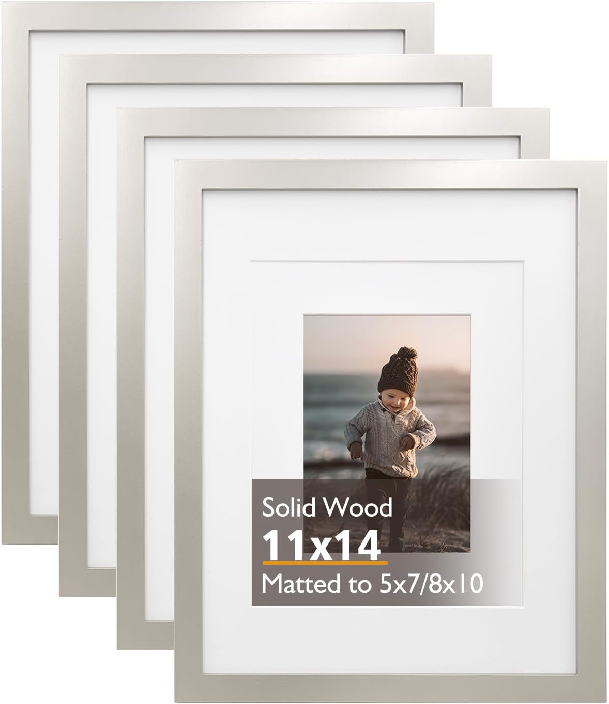 Light Grey 11x14 Picture Frame Set of 4 for Home Decor
