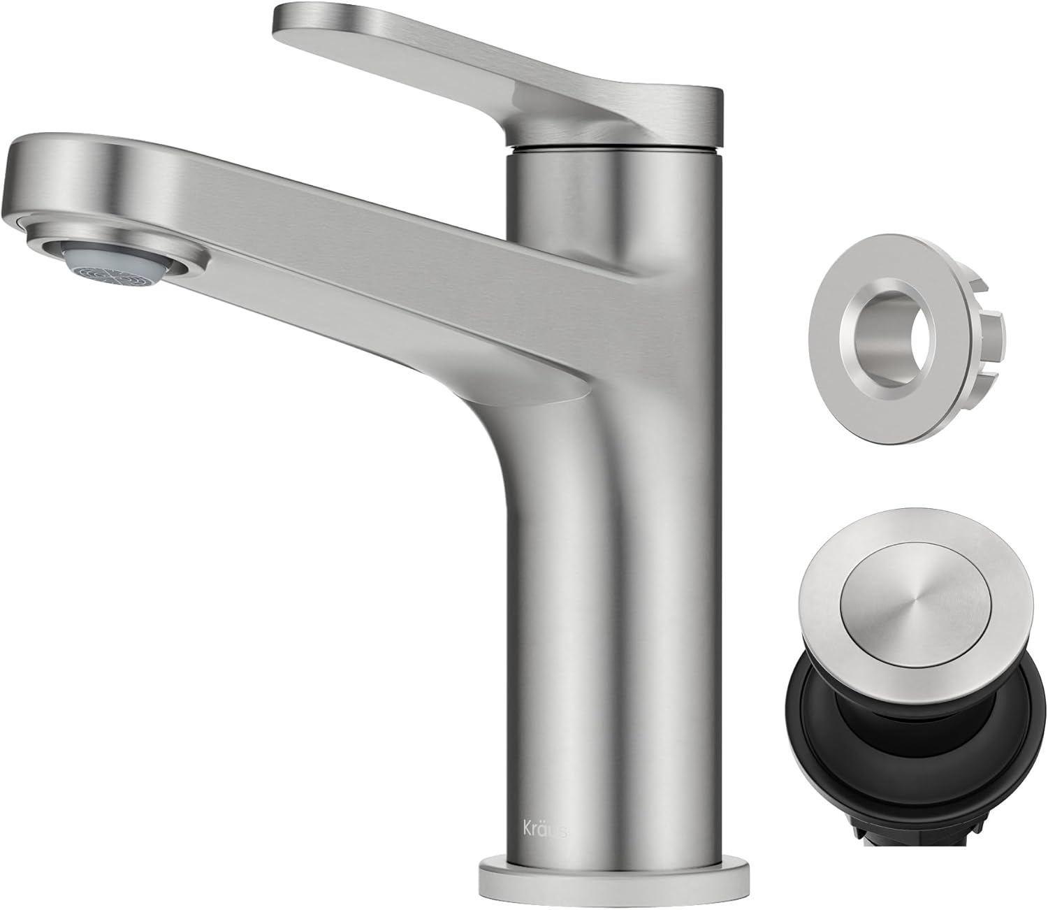 KRAUS Indy Single Handle Bathroom Sink Faucet in Brushed Nickel