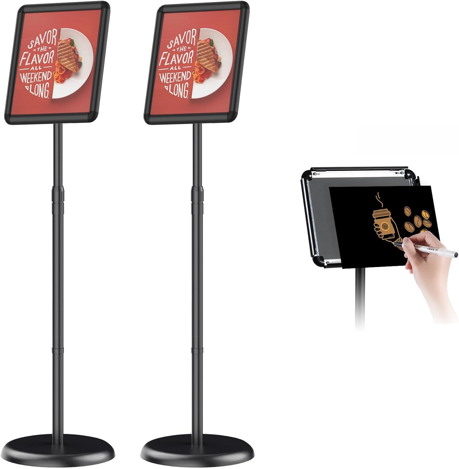 Adjustable Pedestal Floor Stand Sign Holder for 8.5 x 11 in Posters