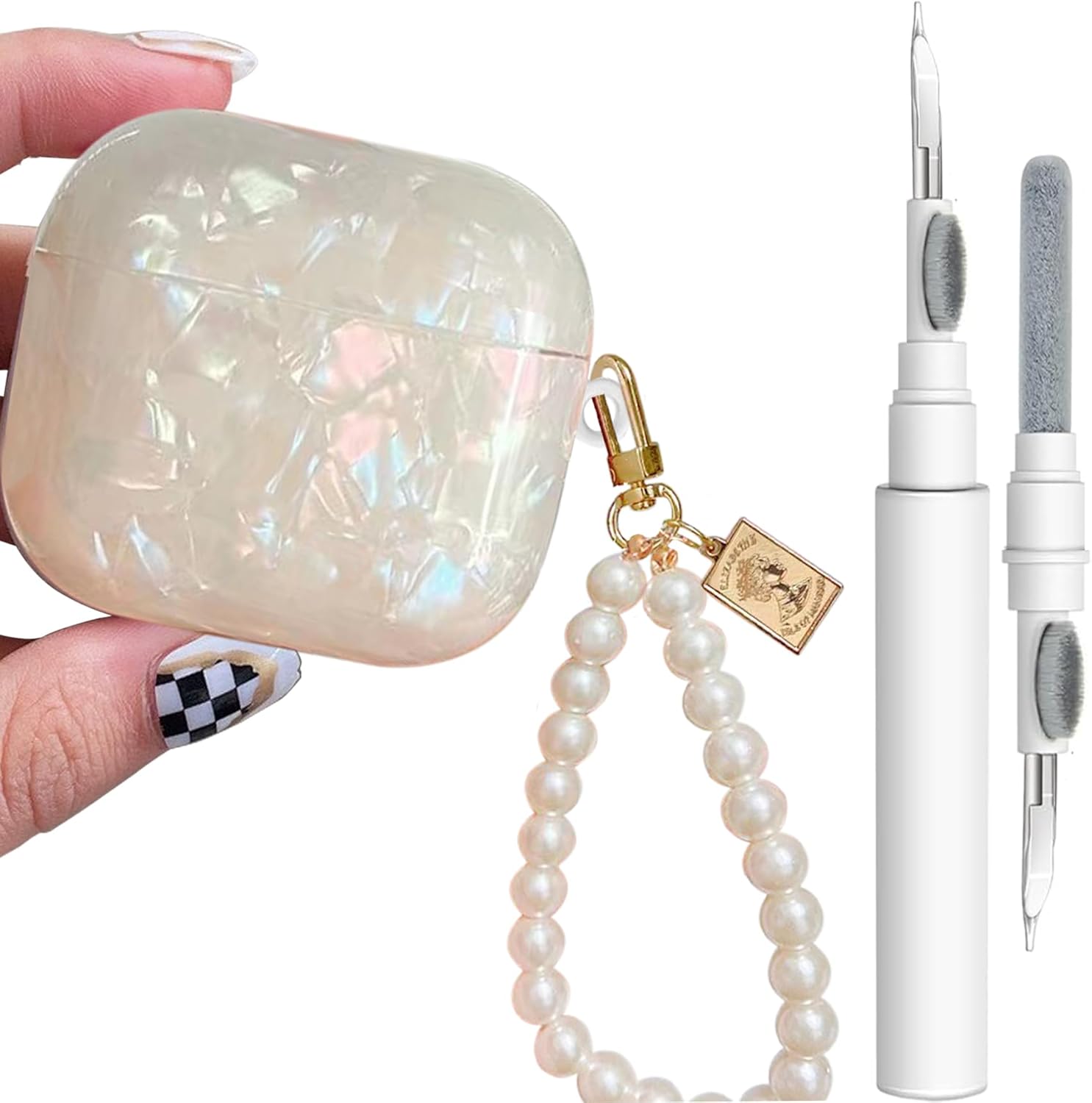 Glitter AirPods 4 Case + Pearl Keychain - YOMPLOW