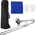 Silver Alto Trombone Bb Tone Wind Instrument - Clear Beginner Sound