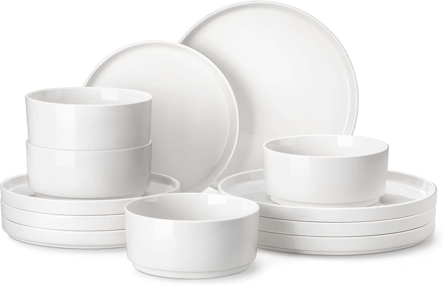 MALACASA 12 Pieces Porcelain Dinnerware Set for Modern Dining