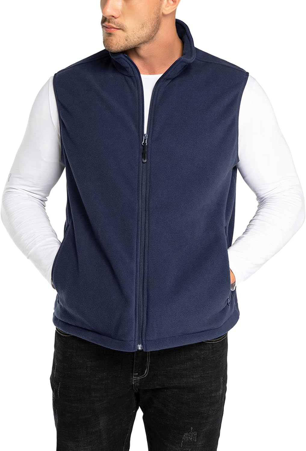33,000ft Men's Fleece Vest - Lightweight Warm Zip Up Jacket