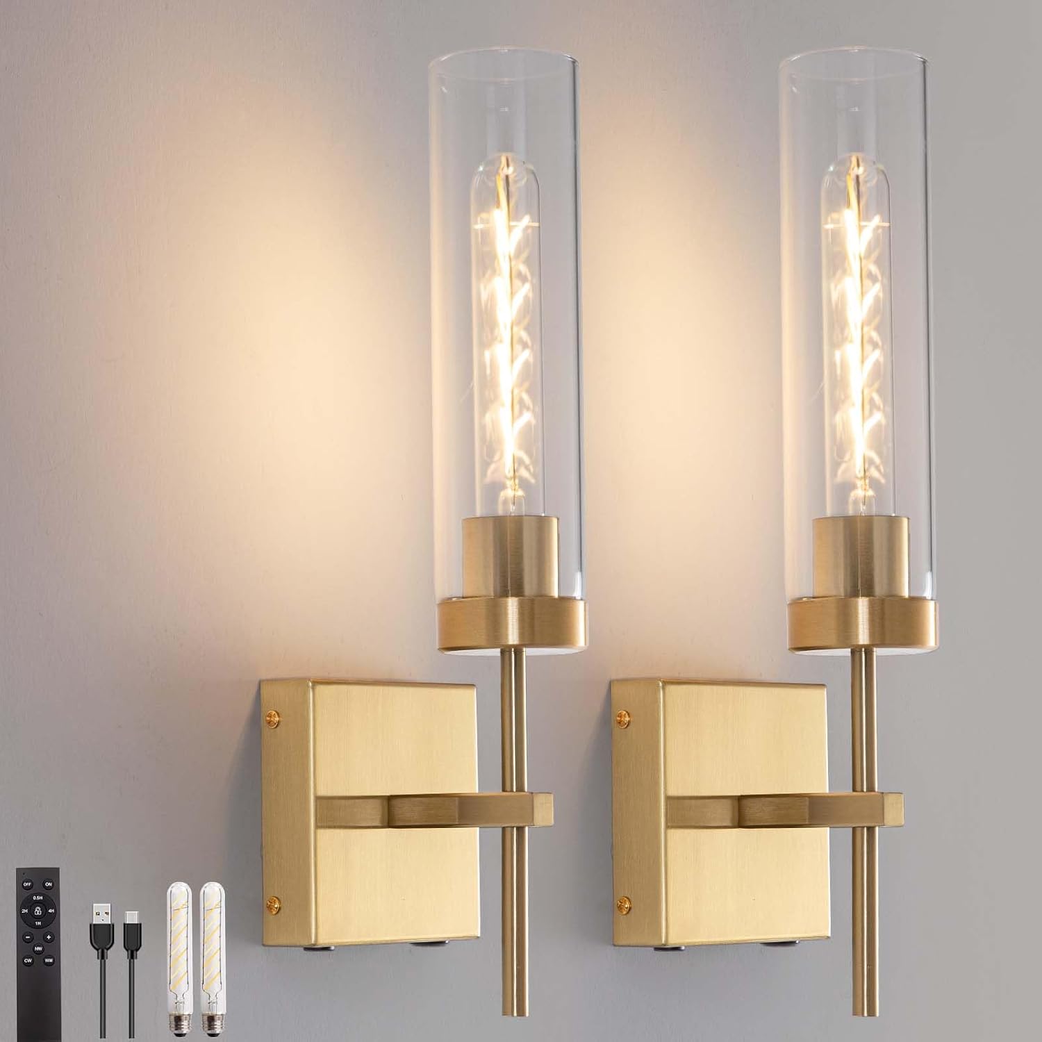Battery Operated Wall Sconces with Remote Control for Home