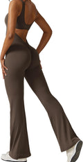 Women Workout Scrunch Flare Jumpsuits Backless Butt Lift - Sleek Gym