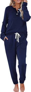 Two Piece Outfits for Women Lounge Sets - Cozy Button Down Sweat Suit