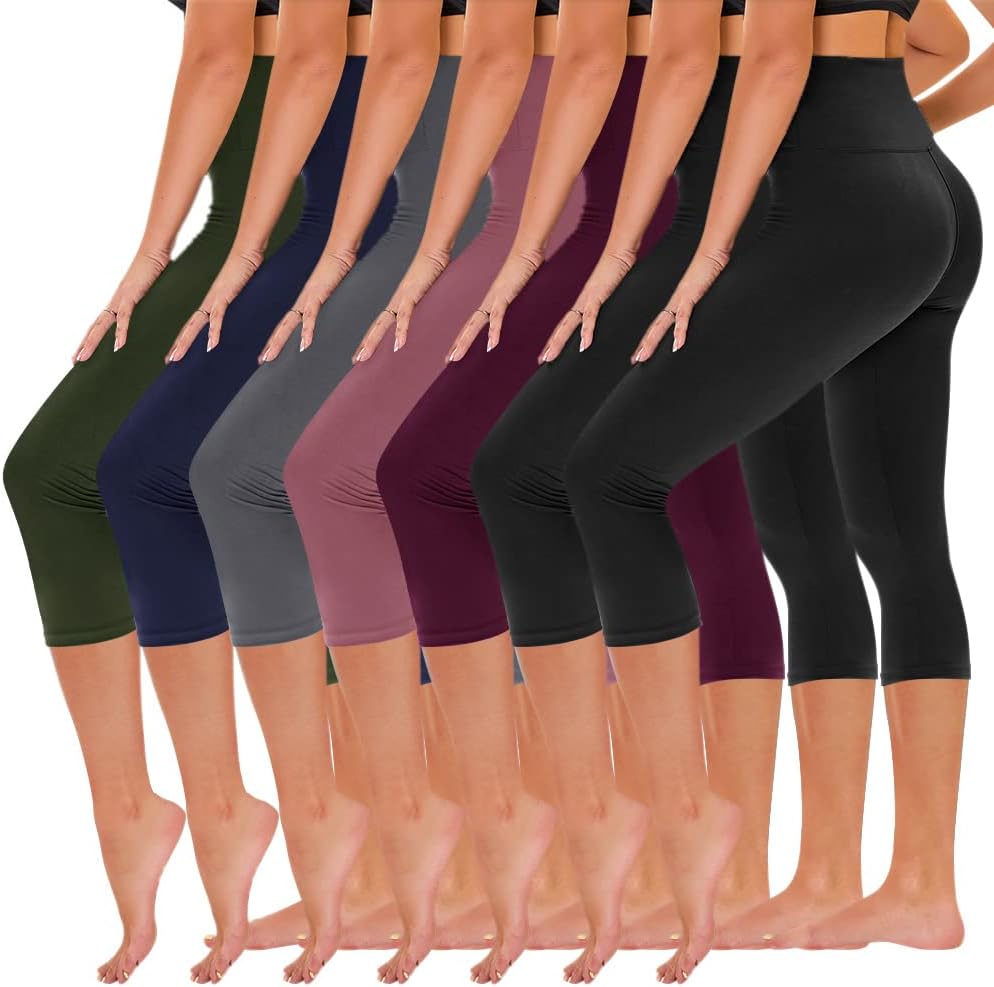 High Waisted Yoga Pants with Pockets - 7 Pack Leggings