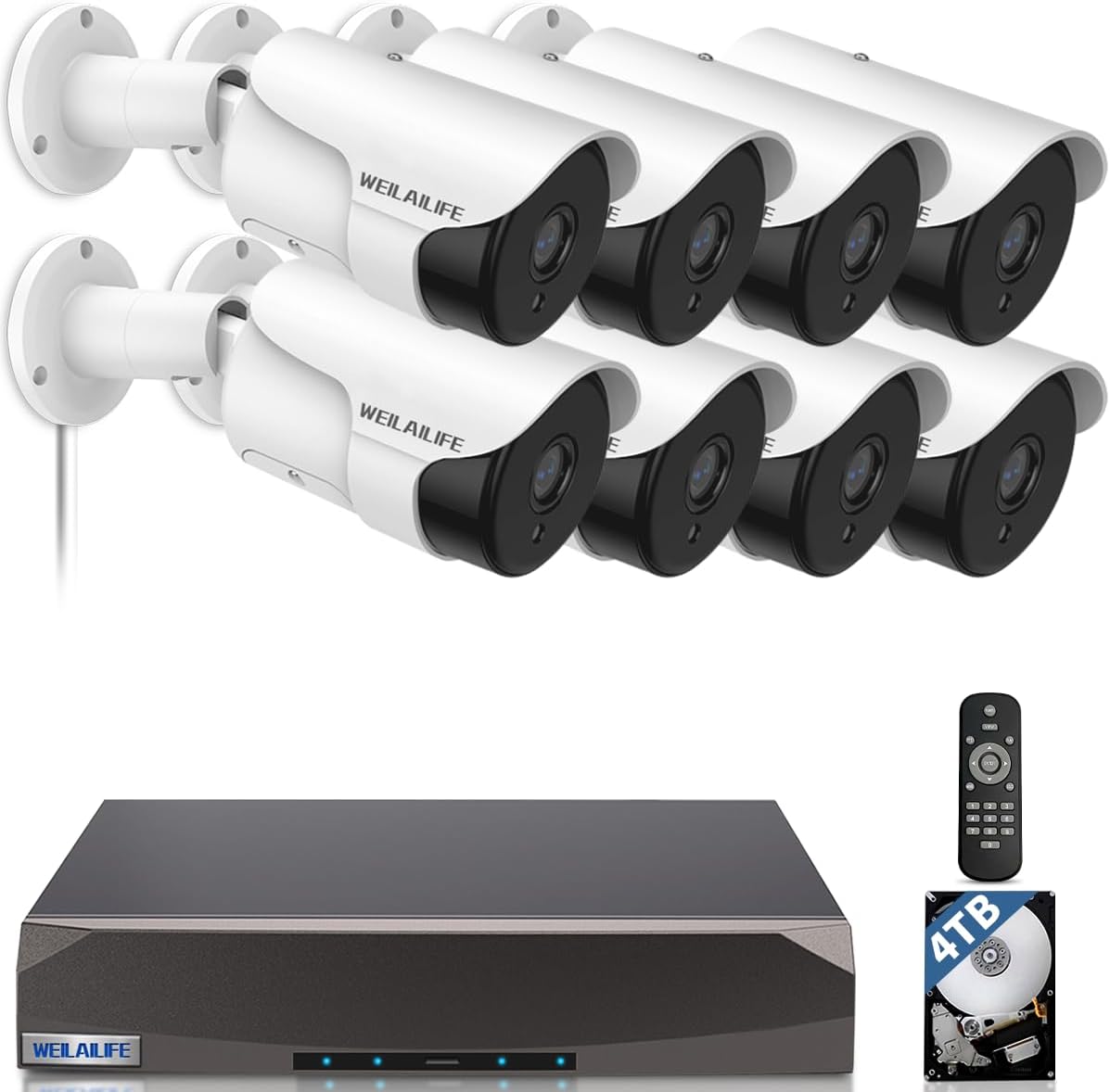90ft Super Night Vision Wired Security Camera System for Home