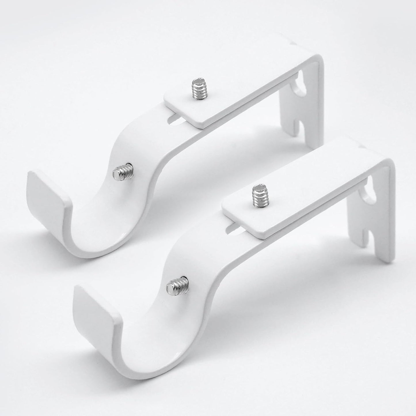 Adjustable Curtain Rod Brackets, 2 Pack - Secure, White
