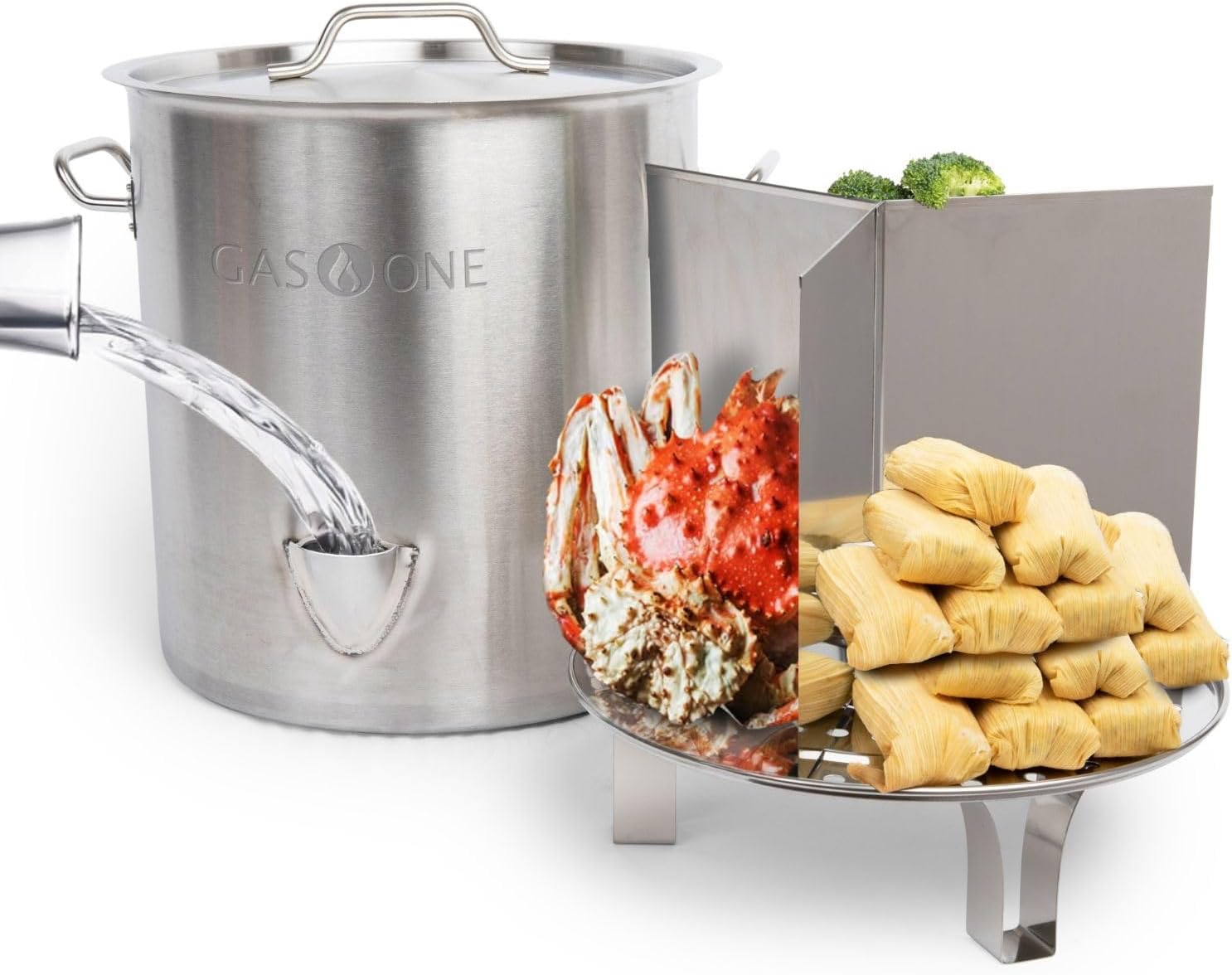 GasOne 20qt Stainless Steel Steamer Pot for Cooking Seafood