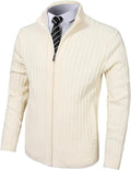 Men's Cardigan Sweater Full Zip Stand Collar Slim Fit - Casual Knit is