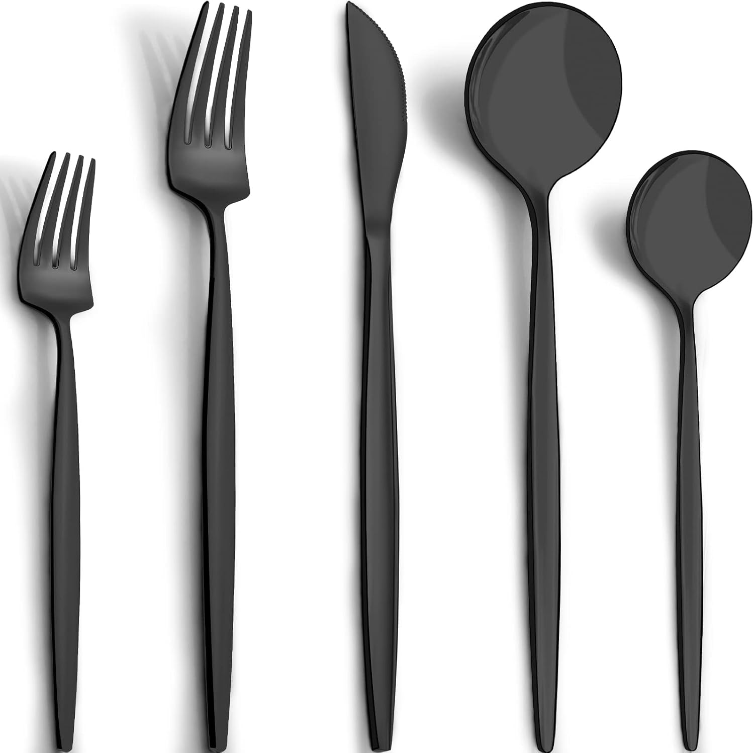 40-Piece Matte Black Silverware Set for 8, CEKEE Flatware
