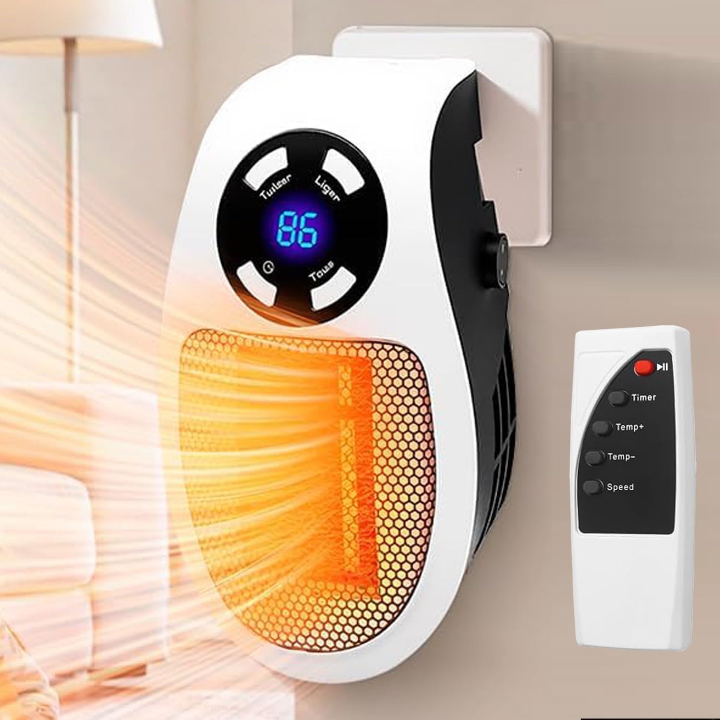 Compact Electric Space Heater with Adjustable Thermostat and Timer
