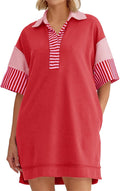 Wenrine Women's Polo V Neck T Shirt Dress for Summer